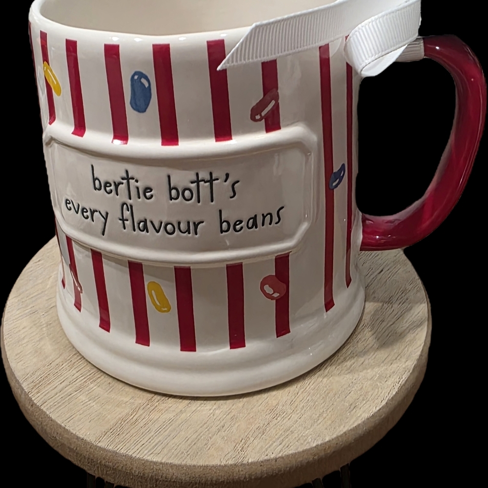 Rae Dunn Harry Potter Striped Mug with Red Handle